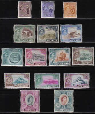 Cyprus Stamps SG 173-87 1955 Definitives full set - MINT