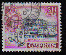 Cyprus Stamps SG 195 1960 Definitives 30 Mils - USED (c938)