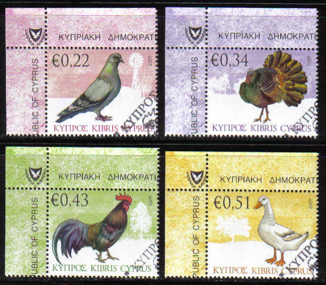 Cyprus Stamps SG 1194-97 2009 Domestic Fowl of Cyprus - CTO USED (b459)