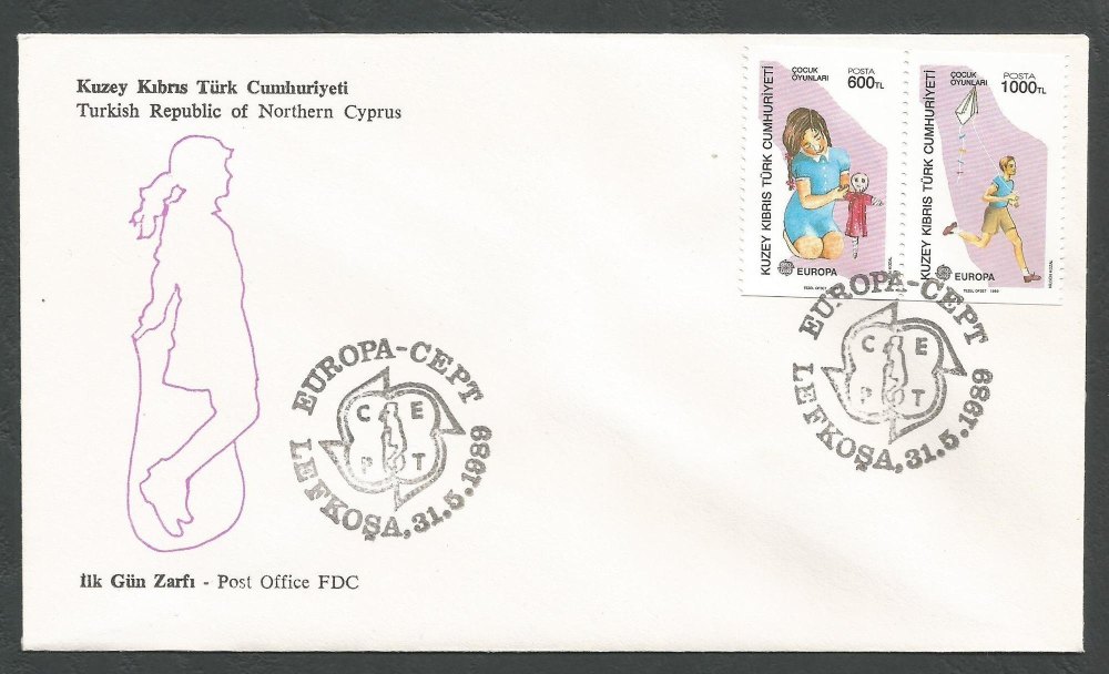 North Cyprus Stamps SG 251a-52a 1989 Europa Childrens games - Booklet Pair 