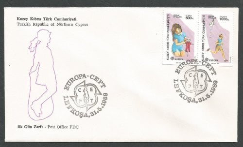 North Cyprus Stamps SG 251a-52a 1989 Europa Childrens games - Booklet Pair