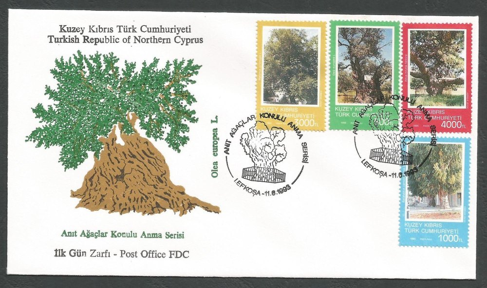 North Cyprus Stamps SG 354-57 1993 Trees - Official FDC