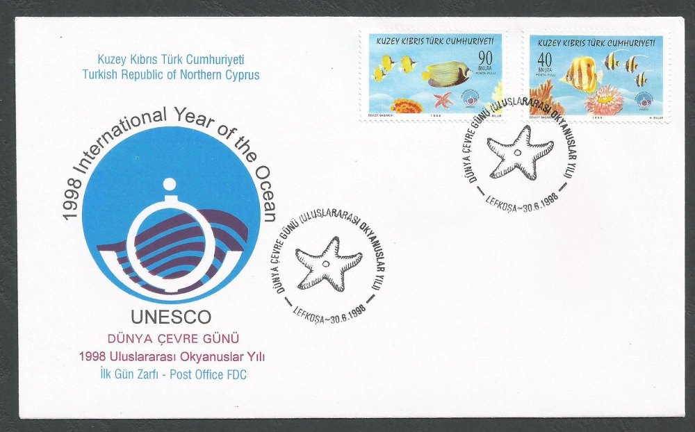 North Cyprus Stamps SG 469-70 1998 Year of the Ocean - Official FDC