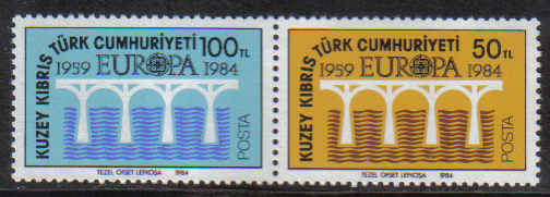 North Cyprus Stamps SG 148-49 1984 Europa Bridge - Position A MINT
