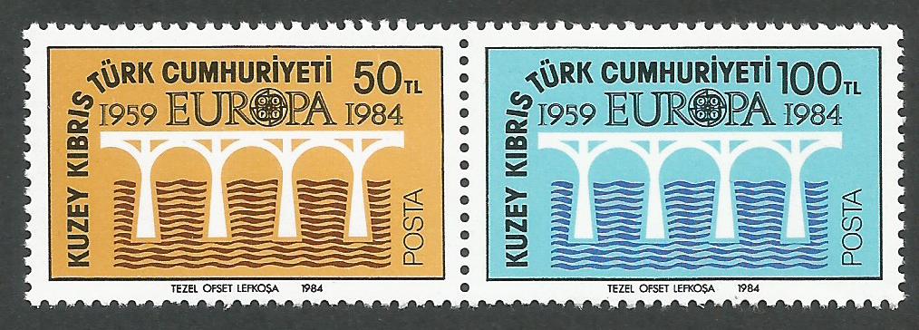 North Cyprus Stamps SG 148-49 1984 Europa Bridge - Position B MINT