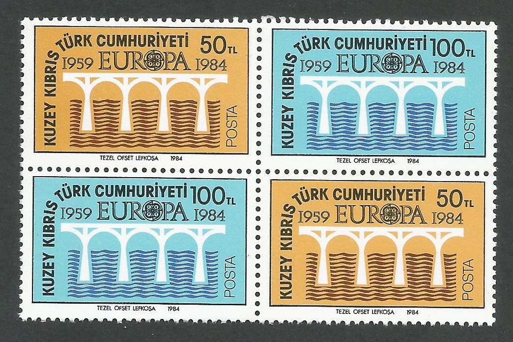 North Cyprus Stamps SG 148-49 1984 Europa Bridge - Both Pairs MINT