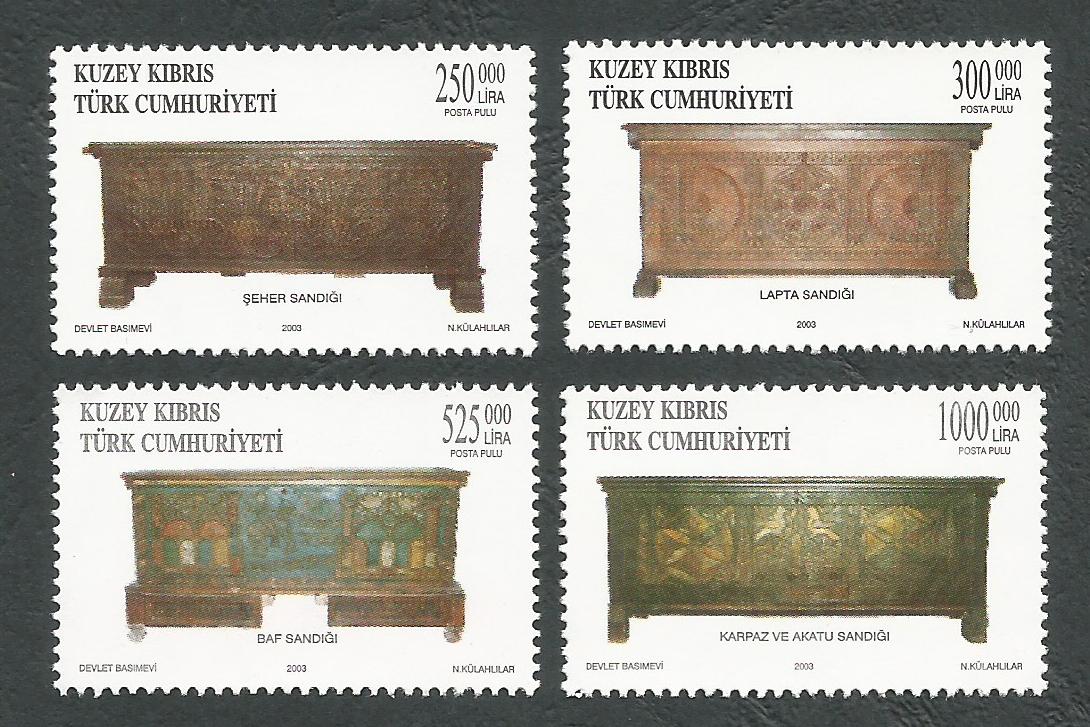 North Cyprus Stamps SG 574-77 2003 Wooden Chests - MINT
