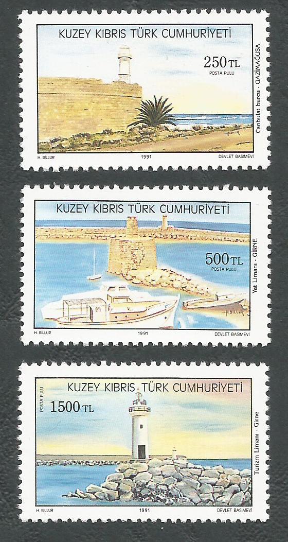 North Cyprus Stamps SG 322-24 1991 Cyprus Lighthouses - MINT