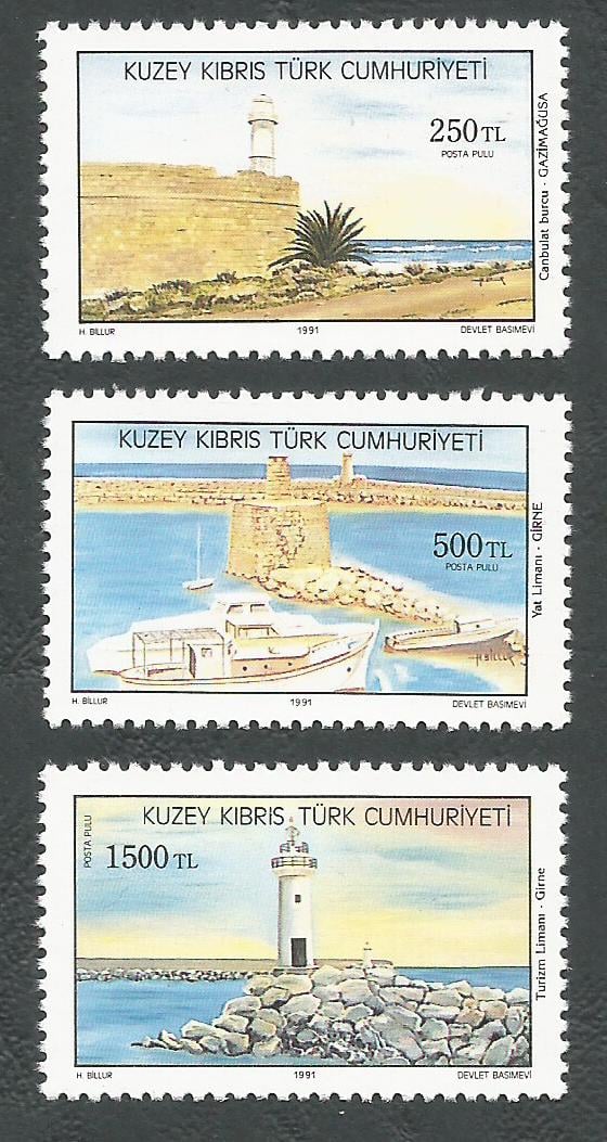 North Cyprus Stamps SG 322-24 1991 Cyprus Lighthouses,  - MINT