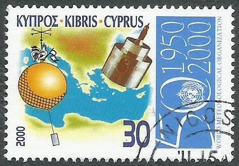Cyprus Stamps SG 0999 2000 50th Anniversary of the World Meteorological organization - USED (k381)