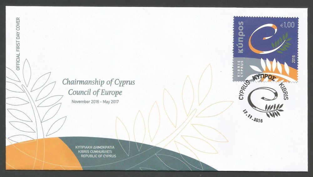 Cyprus Stamps SG 1408 2016 The Cyprus Chairmanship of the Council of Europe - Official FDC