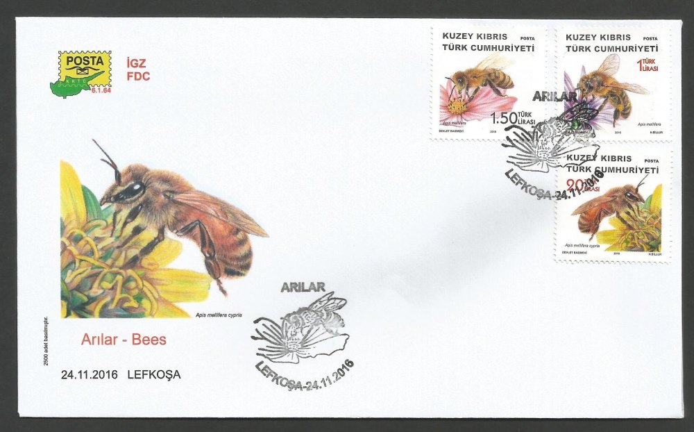 North Cyprus Stamps SG 2016 (f) Bees - Official FDC