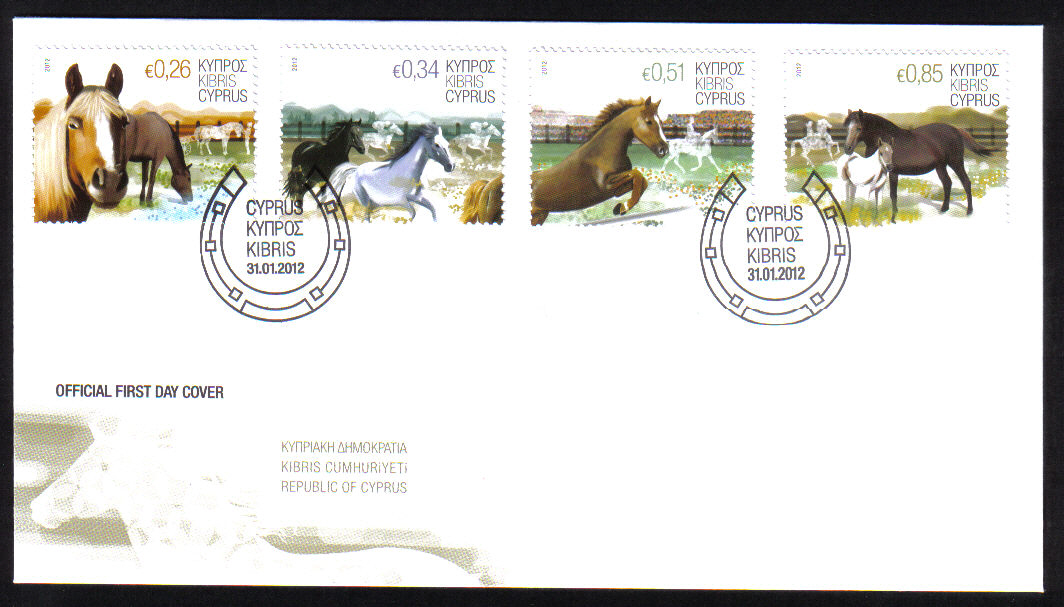 Cyprus Stamps SG 2012 (a) Horses - Official FDC