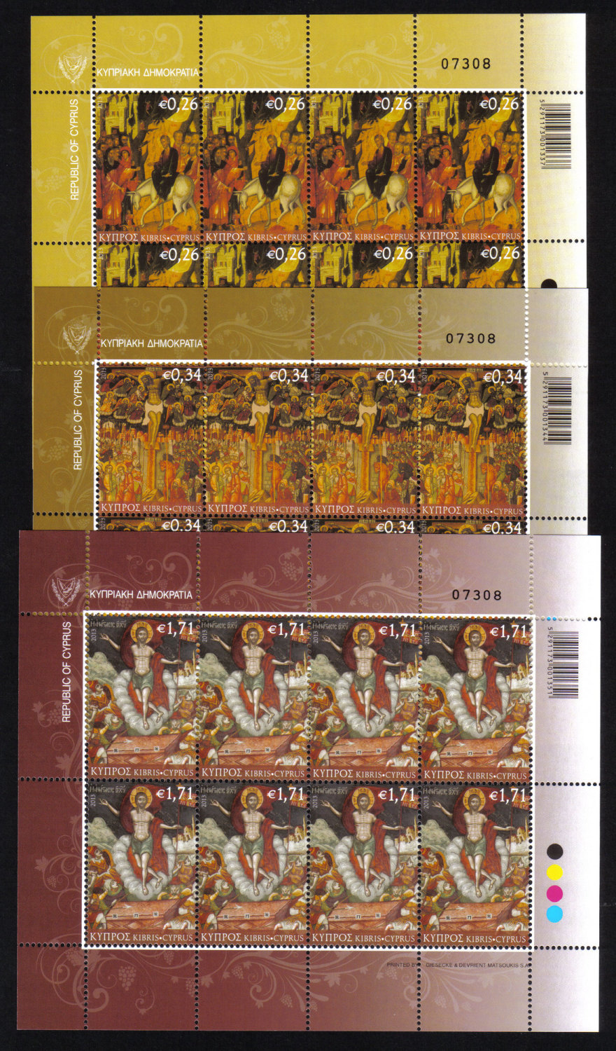 Cyprus Stamps SG 2013 (d) Easter Full sheets - MINT