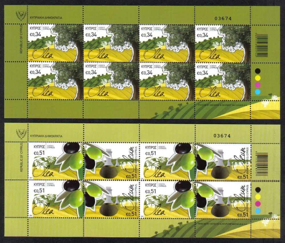 Cyprus Stamps SG 2014 (a) The Olive tree and its products - Full sheets MIN