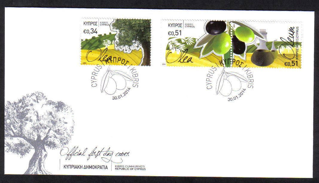 Cyprus Stamps SG 2014 (a) The Olive tree and its products - Official FDC