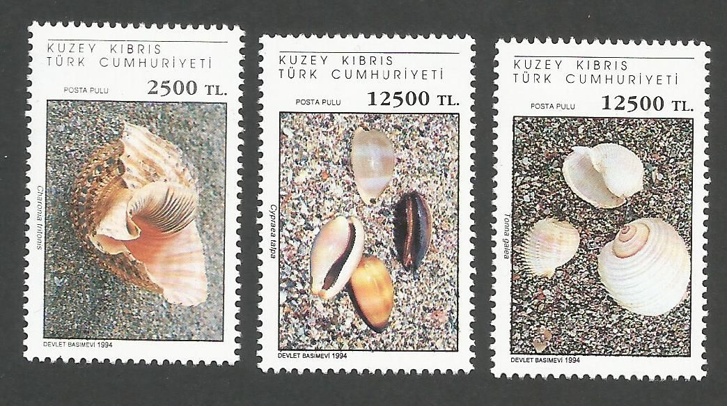 North Cyprus Stamps SG 385-87 1994 Sea Shells - MINT