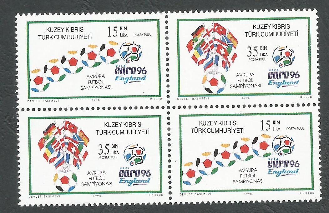 North Cyprus Stamps SG 430-31 1996 Euro 96 Football England  - Se-tenant Pa