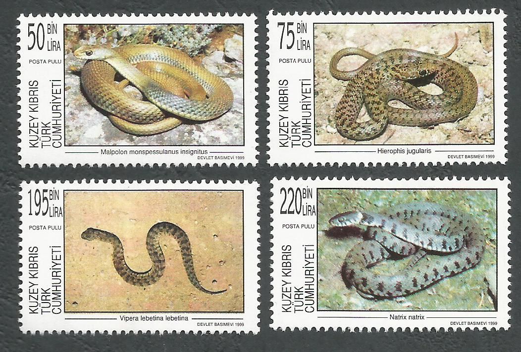 North Cyprus Stamps SG 488-91 1999 Snakes - MINT