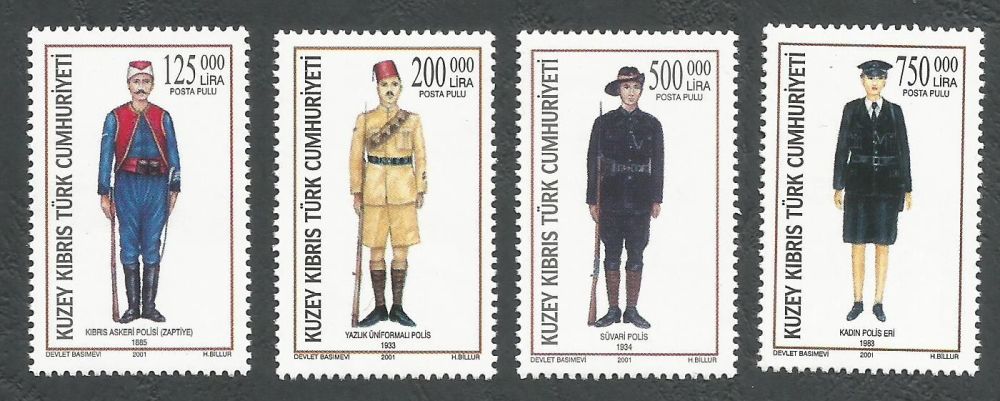 North Cyprus Stamps SG 534-37 2001 Police Uniforms - MINT