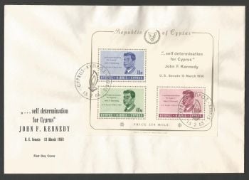 Cyprus Stamps SG 258a MS 1965 John F Kennedy - Unofficial FDC (k428)