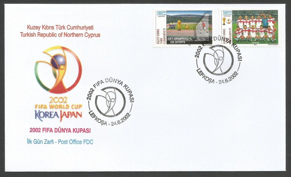 North Cyprus Stamps SG 553-54 2002 Japan World Cup football - Official FDC