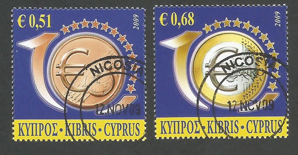 Cyprus Stamps SG 1182-83 2009 10th Anniversary of the Euro - USED (k468)