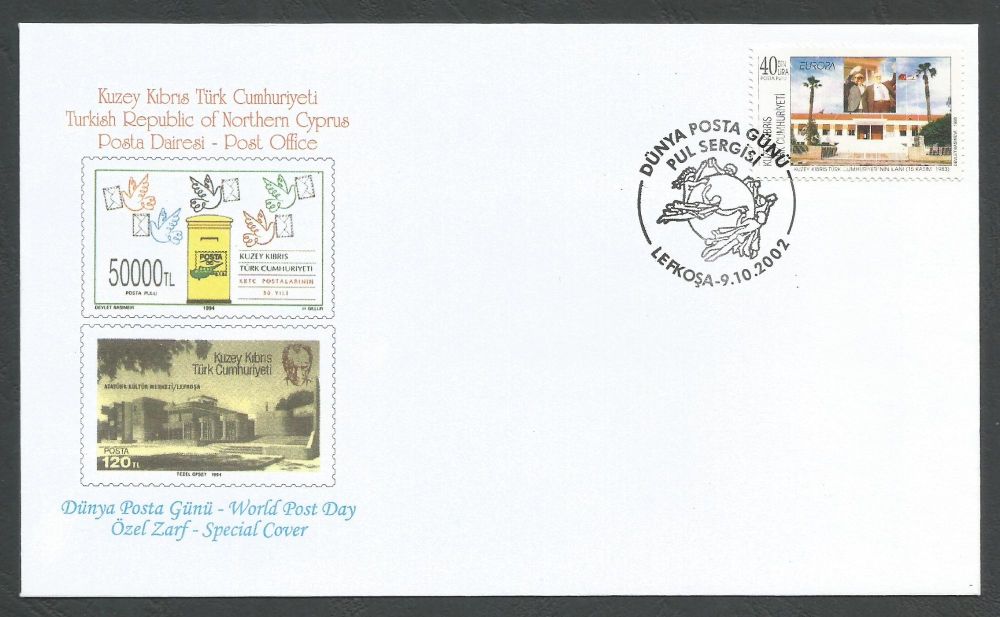North Cyprus Stamps SG 467 1998 World post day - Special Cover (k458)