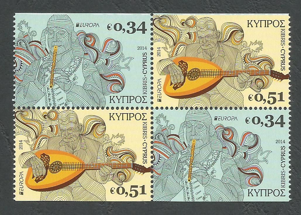 Cyprus Stamps SG 1320a-1321a 2014 Europa National Music Instruments - Bookl