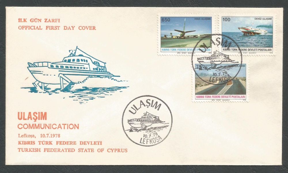 North Cyprus Stamps SG 65-67 1978 Communications - Official FDC