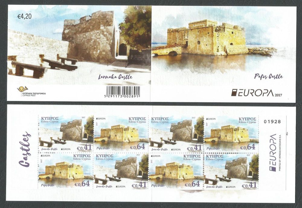 Cyprus Stamps SG 1420a-21a (SB25) 2017 Europa Castles - Booklet MINT 