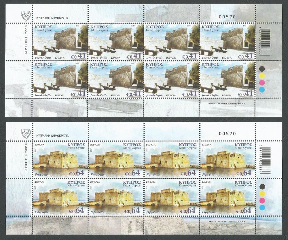 Cyprus Stamps SG 2017 (d) Europa Castles - Full sheets MINT 