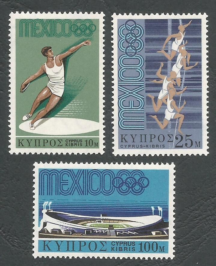 Cyprus stamps SG 324-26 1968 Mexico Olympic games - MLH
