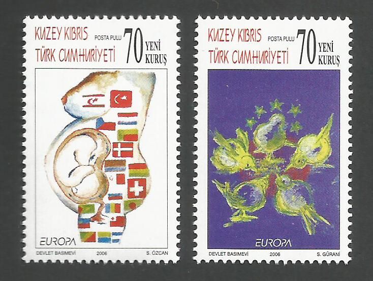 North Cyprus Stamps SG 0631-32 2006 Europa Integration - MINT