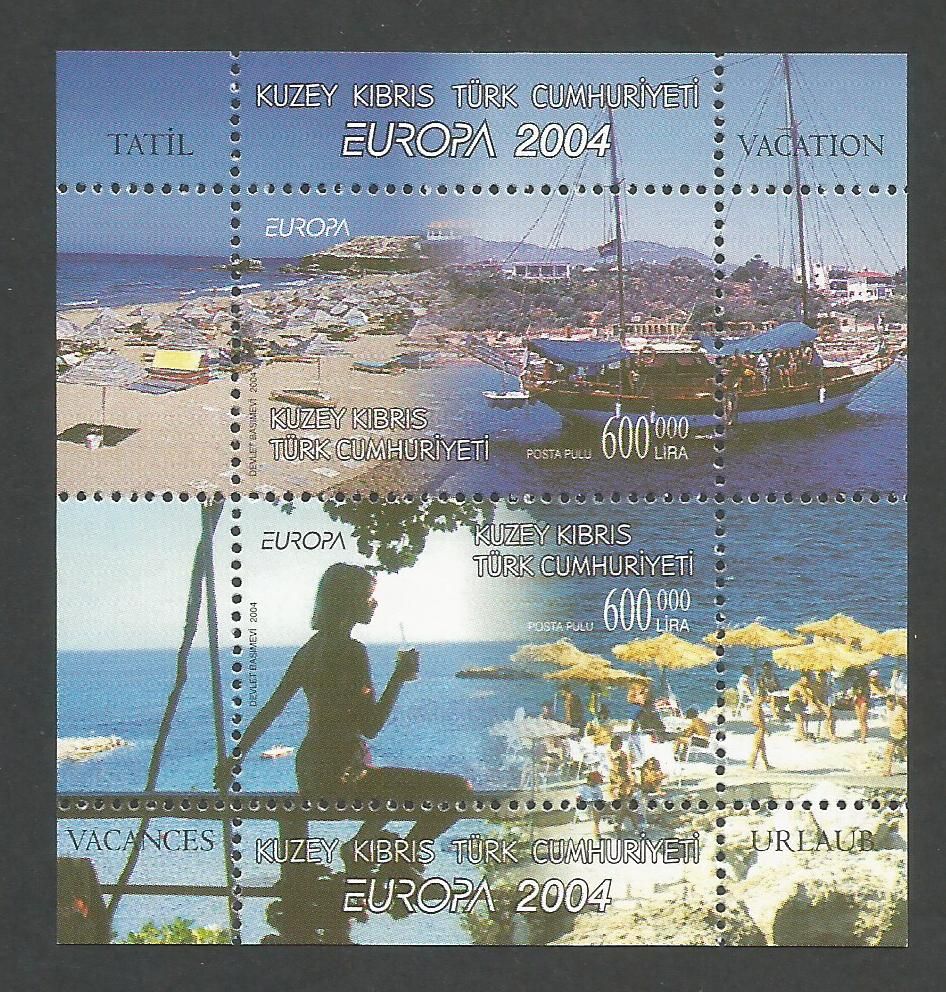 North Cyprus Stamps SG 588 MS 2004 Europa Holidays - Perforated MINT