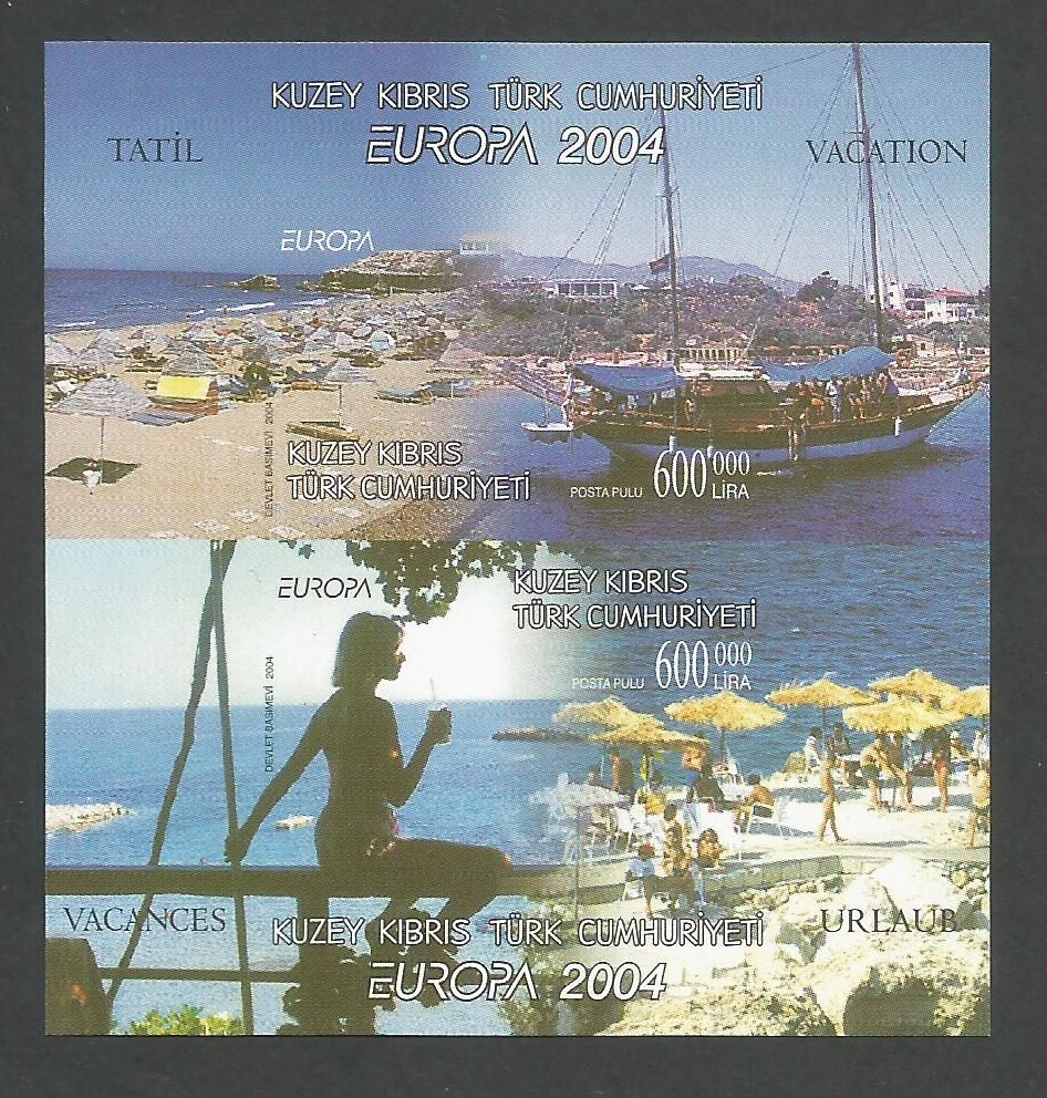 North Cyprus Stamps SG 0588a MS 2004 Europa Holidays - Imperforate MINT