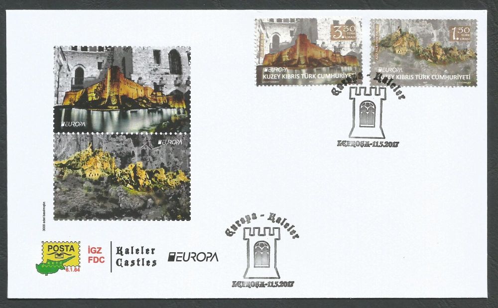 North Cyprus Stamps SG 0828-29 2017 Europa Castles Kyrenia and Saint Hilarion - Official FDC