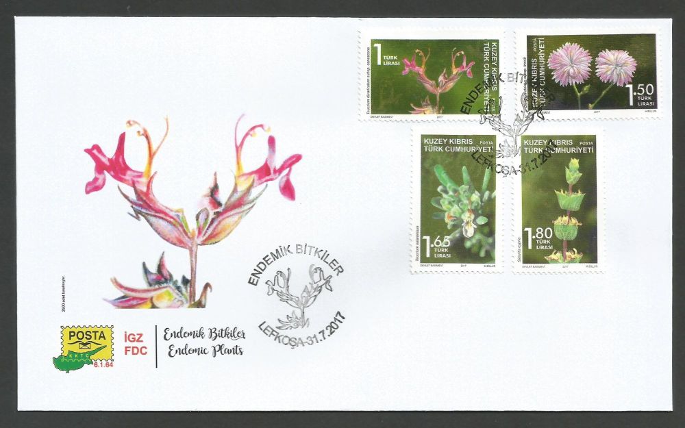 North Cyprus Stamps SG 0830-33 2017 Endemic plants - Official FDC