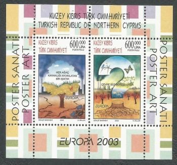North Cyprus Stamps SG 0569 MS 2003 Europa Poster Art - MINT