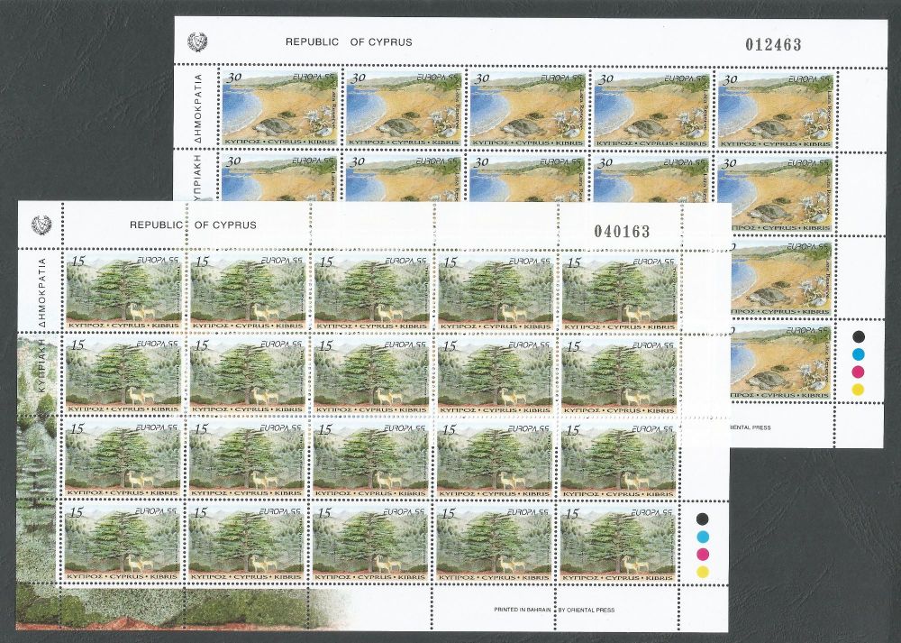 Cyprus Stamps SG 969-70 1999 Europa parks and gardens - Full sheet MINT