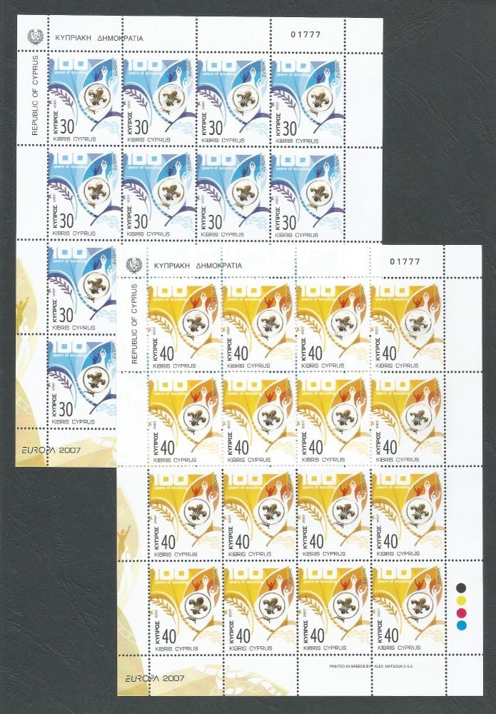 Cyprus Stamps SG 1133-34 2007 Europa 100yrs of Scouting - Full sheet MINT