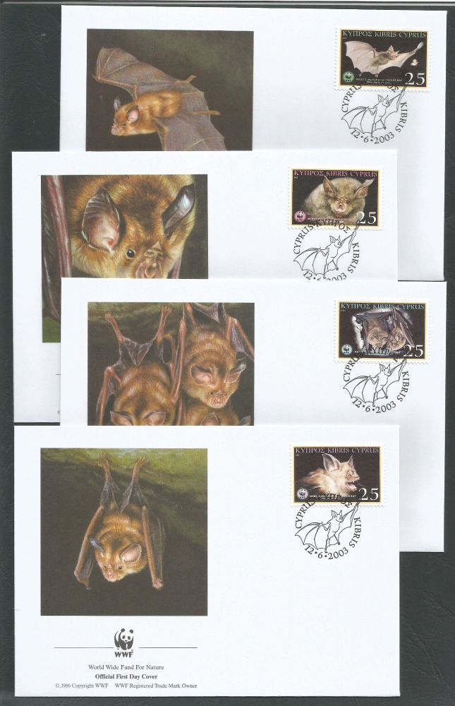 Cyprus Stamps SG 1053-56 2003 Mediterranean Horseshoe Bat WWF - Unofficial FDC (k592)