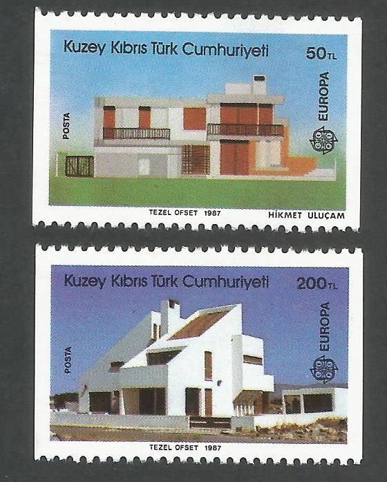 North Cyprus Stamps SG 210a-11a 1987 Europa Architecture From Booklet seper