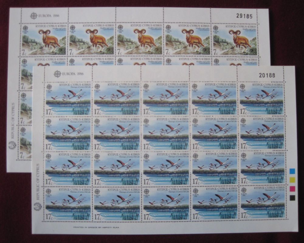 Cyprus Stamps SG 678-79 1986 Europa Nature Conservation - Full sheet MINT (