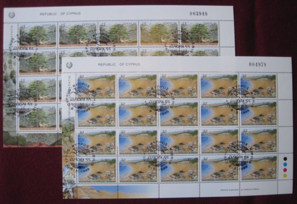 Cyprus Stamps SG 969-70 1999 Europa parks and gardens - Full sheet CTO USED (k606)