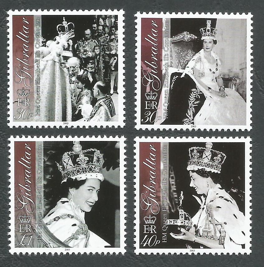 Gibraltar Stamps SG 1031-34 2003 50th Anniversary of the Coronation of Queen Elizabeth the second - MINT