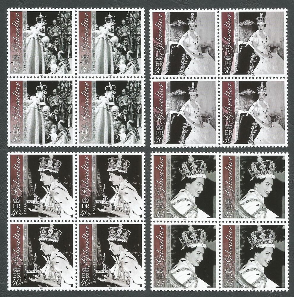 Gibraltar Stamps SG 1031-34 2003 50th Anniversary of the Coronation of Queen Elizabeth the second - Block of 4 MINT