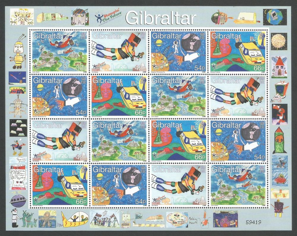Gibraltar Stamps SG 0903-06 2000 Childrens stamp design Full sheet - MINT (