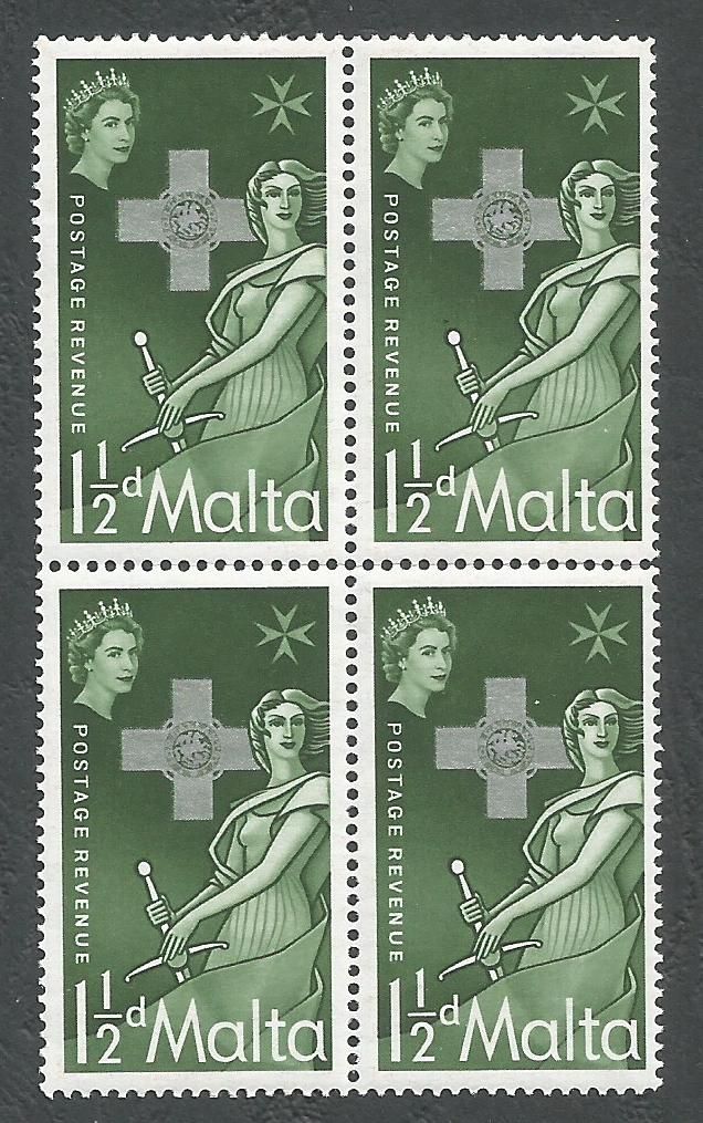 Malta Stamps SG 0283 1957 1 1/2d Block of 4 - MINT