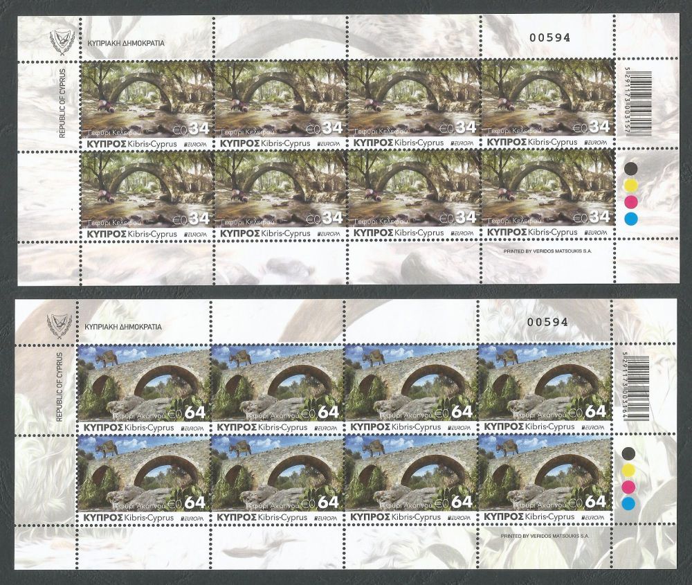 Cyprus Stamps SG 1439-40 2018 Europa Bridges - Full sheet MINT